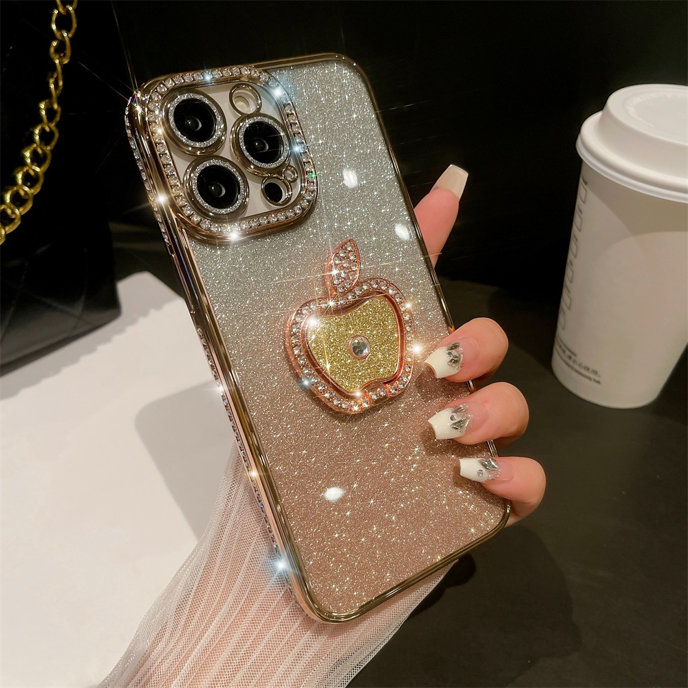เคสโทรศัพท์มือถือ TPU นิ่ม ป้องกันเลนส์กล้อง หมุนได้ 360 องศา หรูหรา สําหรับ iPhone 11 12 13 14 15 pro max 14 15 plus