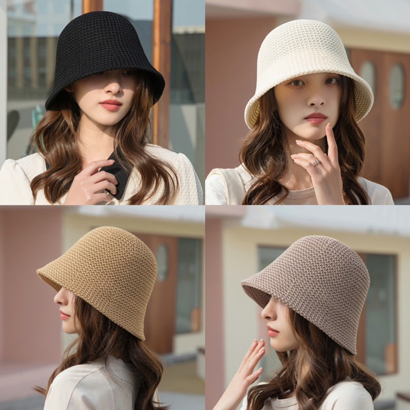 (RB) หมวกเชือกถัก ทรงบักเก็ต ลายคลื่น