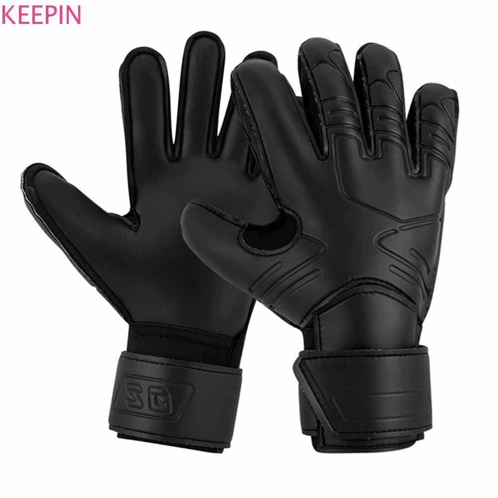 ถุงมือผู้รักษาประตู KEEPIN, ถุงมือผู้รักษาประตูยางทนการสึกหรอนิ้ว, ด้ามจับแข็งแรง สีดําทนทาน Handguard ถุงมือผู้รักษาประตูฟุตบอล /เยาวชน/เด็ก