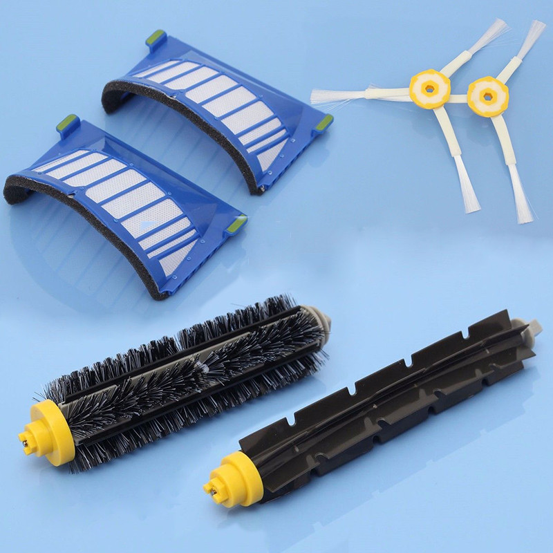 6 ชิ้นเปลี่ยนตัวกรองแปรงด้านข้างอะไหล่สูญญากาศสําหรับ iRobot Roomba 600 Series