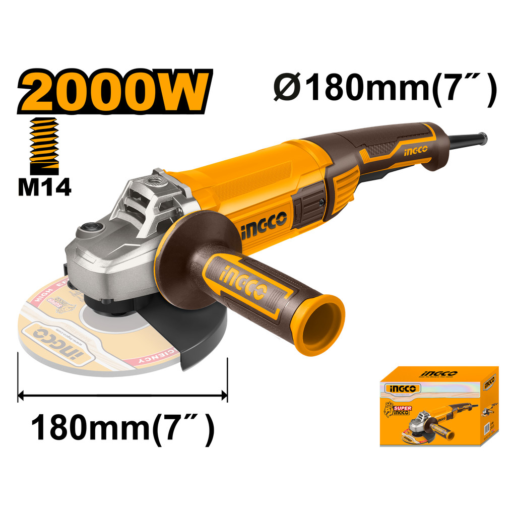INGCO เครื่องเจียร์ไฟฟ้า 7 นิ้ว (180 มม.) 2000 วัตต์ รุ่น  AG200018 ( Angle Grinder )