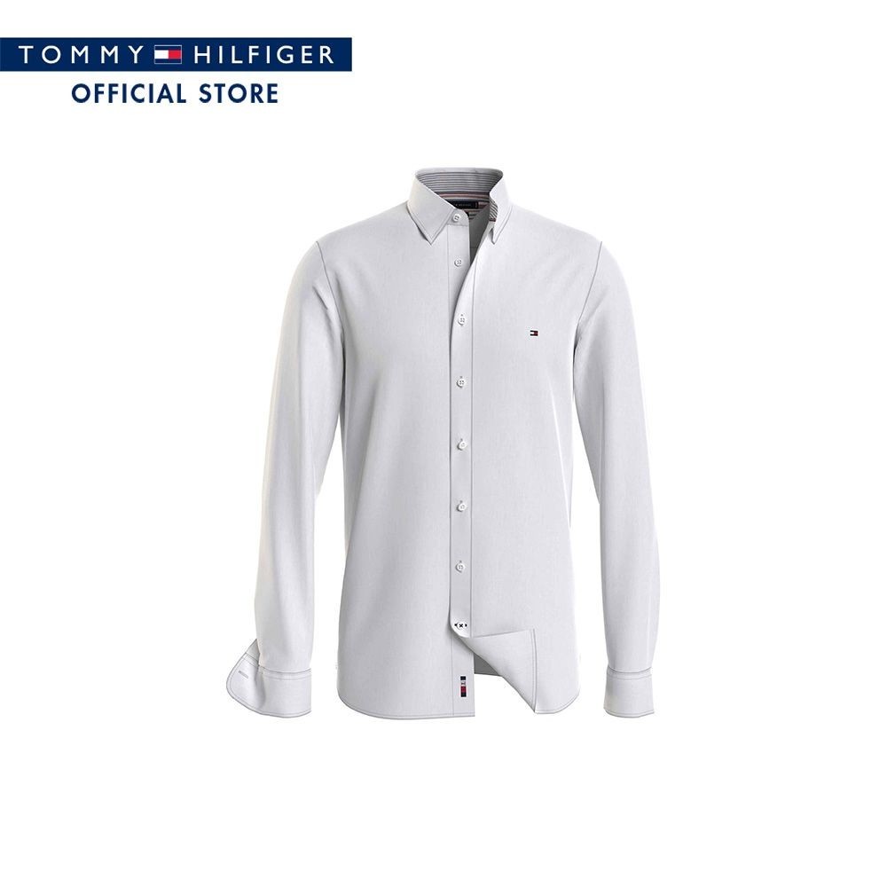 Tommy Hilfiger เสื้อ ผู้ชาย รุ่น MW0MW19399 YBR - สีขาว ทรง Regular Fit