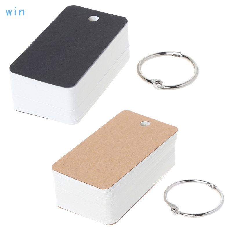 Win Simple DIY Index Cardboard Cover Blank Paper Card Memo Pad Bookmark Binder Rings
