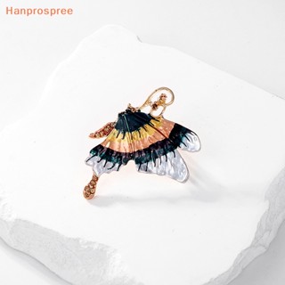 Hanprospree&gt; แฟชั่นวินเทจ เคลือบคริสตัล ผีเสื้อ เข็มกลัด Pin สําหรับผู้หญิง พลอยเทียม แมลง เข็มกลัด Pins หรูหรา เสื้อโค้ท ตราดี