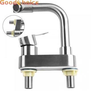 Basin Faucet 2 Holes 304 Stainless Steel Bathroom Ceramic Valve Single Handle