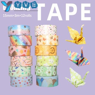 Yve เทปสติกเกอร์ สําหรับตกแต่งสมุดภาพ DIY 12 ม้วน