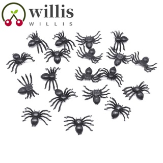 Willis ของเล่นแมงมุมปลอม พลาสติก สีดํา สําหรับปาร์ตี้ฮาโลวีน 50 ชิ้น