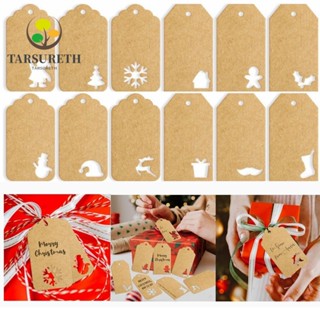 Tarsureth ป้ายฉลากแขวน รูปต้นคริสต์มาส ซานตาคลอส สโนว์แมน DIY 48 96 144 ชิ้น