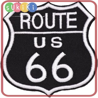 Sukiki แผ่นแพทช์รีดติดเสื้อผ้า โพลีเอสเตอร์ 2.87*3.1 นิ้ว US Route 66 Applique Patches US Route 66 Applique Shape Sew on/Iron on Patches Jackets 20 ชิ้น