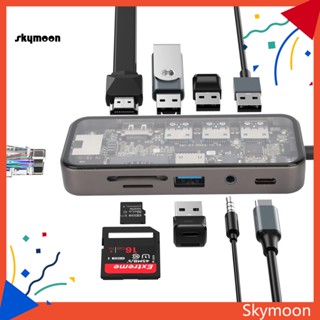 Skym* ฮับ Usb C พร้อมอินเตอร์เฟส Rj45 Usb C พร้อม 10 อินเตอร์เฟส 10-in-1 Usb C Hub Ethernet 4k Hdmi Sd/tf Card Reader Pd/100w Audio Rj45 Usb 3.0/2.0 สําหรับแล็ปท็อป