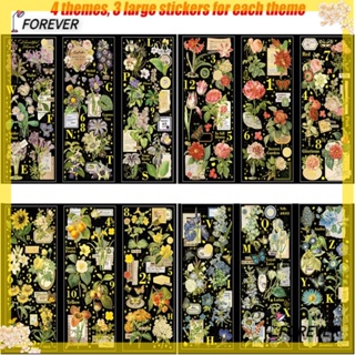 Forever สติกเกอร์โฮโลแกรม PET ลายดอกไม้ หลากสี สําหรับติดตกแต่งสมุดภาพ DIY 24 แผ่น