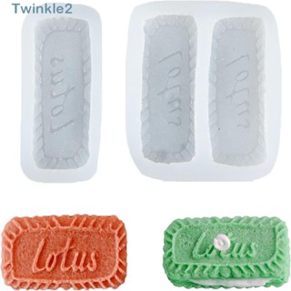 Twinkle แม่พิมพ์ซิลิโคน รูปบิสกิต ขนาด 6*3.2*0.8 ซม. 7*3*0.8 ซม. สีขาว สําหรับทําสบู่ คุกกี้ DIY 2 ชิ้น