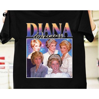 เสื้อยืดผ้าฝ้าย พิมพ์ลายเจ้าหญิง Diana สไตล์อังกฤษ วินเทจ สําหรับผู้ชาย ครอบครัว