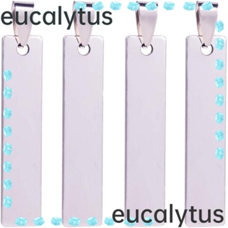 Eucalytus1 จี้สเตนเลสเปล่า ทรงสี่เหลี่ยมผืนผ้า สีเงิน สําหรับทําเครื่องประดับ แฮนด์เมด