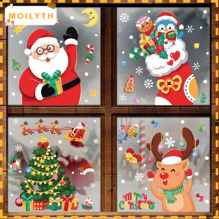 Moilyth สติกเกอร์ติดกระจกหน้าต่าง ลายการ์ตูน Merry Christmas ปี 2024