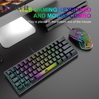 Tcuteit K61 คีย์บอร์ดเล่นเกม แบบใช้สาย RGB 60% 62 คีย์ ออกแบบตามสรีรศาสตร์