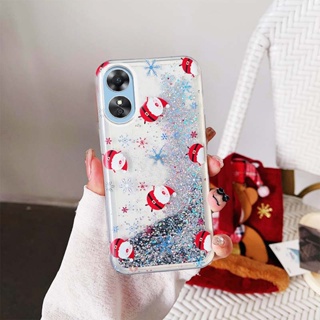 Ybd เคสโทรศัพท์มือถือ ลายต้นคริสต์มาส ซานตาคลอส กวาง มีทรายไหล สําหรับ OPPO A17 A17K