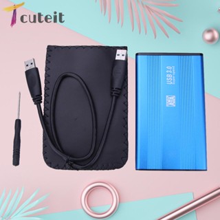 Tcuteit เคสฮาร์ดไดรฟ์อลูมิเนียม USB 3.0 SATA 2.5 นิ้ว