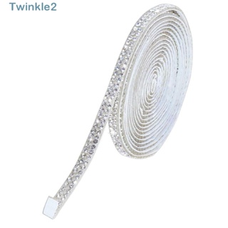 Twinkle ริบบิ้นคริสตัล พลอยเทียม 0.25 นิ้ว สีขาว 4 หลา สําหรับตกแต่งโทรศัพท์ งานแต่งงาน