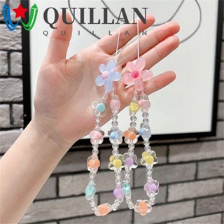 Quillan สายคล้องโทรศัพท์มือถือ ประดับลูกปัดใส ป้องกันการสูญหาย สไตล์เกาหลี เครื่องประดับ สําหรับผู้หญิง