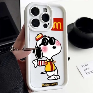 เคสโทรศัพท์มือถือ กันกระแทก ลายการ์ตูนแฮมเบอร์เกอร์ สนูปปี้ สําหรับ iPhone 11 12 13 14 15 pro max 11promax 14promax 15promax 13promax 7plus 8plus xr xsmax 14plus