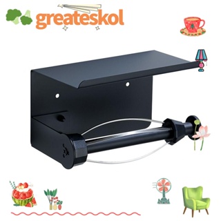 Greateskol ที่ใส่กระดาษทิชชู่ในห้องน้ํา สเตนเลส 304 เนื้อแมตต์ สีดํา พร้อมชั้นวางของ ทนทาน สําหรับห้องน้ํา