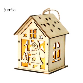 Jumila บ้านไม้ Led ขนาดเล็ก เป็นมิตรกับสิ่งแวดล้อม ประกอบง่าย สําหรับตกแต่งต้นคริสต์มาส