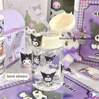 400ml Sanrio ถ้วยฟาง Cinnamoroll Kuromi Melody อะนิเมะหลอดตรงถ้วยฤดูร้อนการ์ตูนขวดน้ำกีฬา AUBESSTECHSTORE