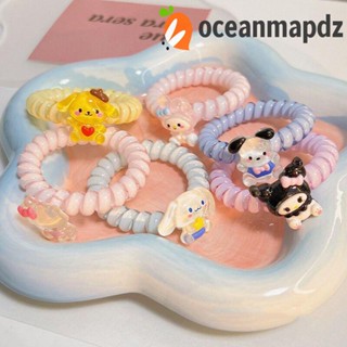 Oceanmapdz ผู้หญิง การ์ตูน Scrunchies หวาน สายโทรศัพท์ ยางรัดผม Kuromi เงางาม ยางรัดผม คิตตี้ แมว เมโลดี้ ยางรัดผม