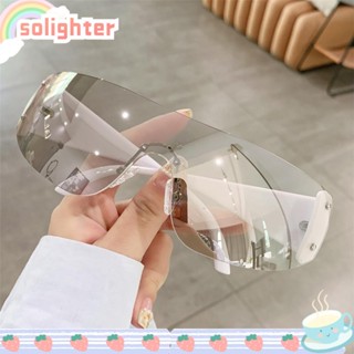 SOLIGHTER Star Y2K แว่นกันแดด UV400 ไม่มีขอบ ขนาดใหญ่