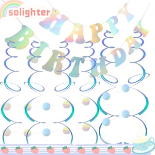 SOLIGHTER ป้ายแบนเนอร์ สีเงิน สําหรับตกแต่งปาร์ตี้วันเกิด