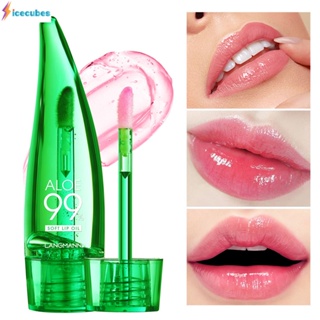 Langmanni New Aloe Vera Lip Gloss อุณหภูมิการเปลี่ยนสี Lip Glaze Moisturizing Lip Care เครื่องสำอางค์ความงาม ICECUBES