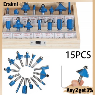 Eralml ชุดดอกกัดมิลลิ่ง คาร์บอน พร้อมกล่องไม้ทังสเตนคาร์ไบด์ 1/4 นิ้ว 15 ชิ้น