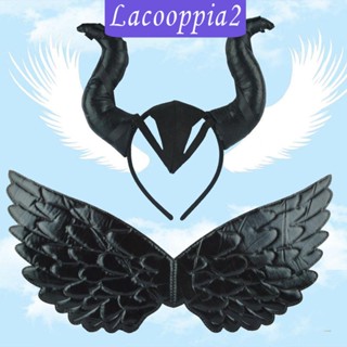 [Lacooppia2] ชุดคอสเพลย์ปีศาจ สีดํา สําหรับผู้ใหญ่ เด็ก งานรื่นเริง ปาร์ตี้