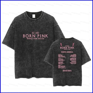 เสื้อยืดแขนสั้น พิมพ์ลายกราฟฟิค BLACKPINK GP1 BORN PINK World Tour DALLAS พลัสไซซ์ สไตล์ฮาราจูกุ สําหรับผู้ชาย และผู้หญิง