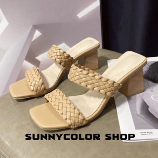 SUNNYCOLOR รองเท้าส้นสูง รองเท้าแตะ รองเท้าส้นสูงผู้หญิง 2023 ใหม่ B94G0M1 36Z230909