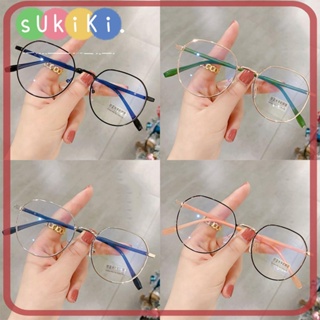 Sukiki แว่นตา กรอบโลหะ ทรงกลม ป้องกันแสงสีฟ้า เบาพิเศษ สําหรับผู้หญิง