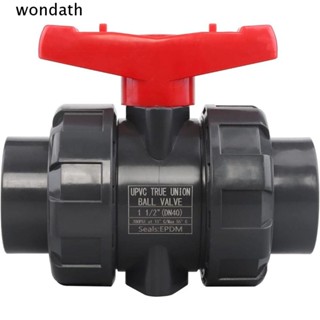 Wonda วาล์วบอลยูเนี่ยน สีดํา 1.5 นิ้ว PTFE Seats UPVC NPT Threaded Gate Valve Switch Water Flow