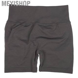 Meyishop Workout Shorts Elastic High Waist Soft Blue Grey Fast Dry Breathable Hip Lift Yoga for Outdoor Cycling