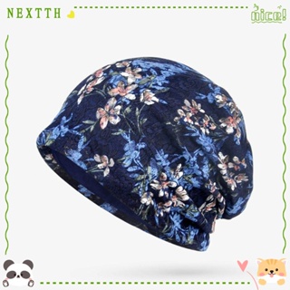 Nextth หมวกบีนนี่ ฮิญาบ พิมพ์ลายดอกไม้ ลูกไม้ แบบบาง แฟชั่นสําหรับผู้หญิงชาวมุสลิม