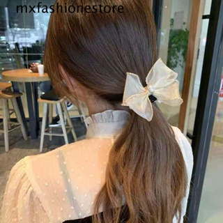 Mxfashione ยางรัดผม ประดับโบว์ ไข่มุก ตาข่าย หรูหรา เครื่องประดับ สําหรับผู้หญิง ปาร์ตี้