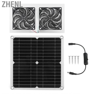 Zhenl 25W Solar Fan  Powered Dual Low Noise High Speed IPX65  Safe Energy Saving for Barn Chicken Coop