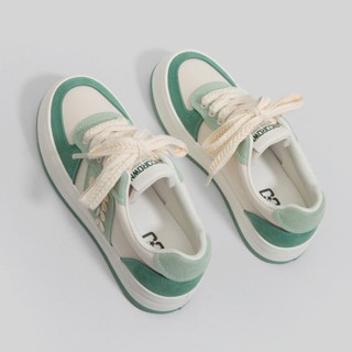 Shopkeepers selection# white shoes for women 2023 spring new green sneakers breathable all-match thick sole casual sneakers for children ins trendy 9.12N