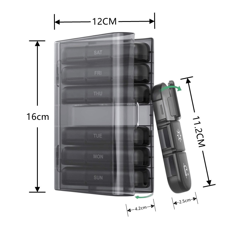 One Day Pill Case Organizer Portable Large Storage Container Pill Box 7 Days 21 or 28 Grids 3 or 4 T