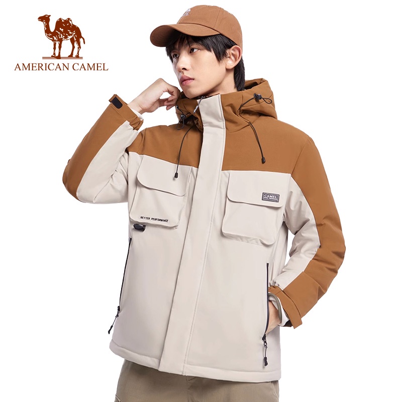 American CAMEL เสื้อแจ็กเก็ตลําลอง แบบหนา กันน้ํา ให้ความอบอุ่น แฟชั่นฤดูหนาว