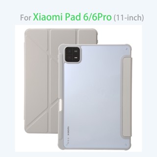 เคสหนังแข็ง แบบใส พับได้ พร้อมช่องใส่ปากกาสไตลัส สําหรับ Xiaomi Pad 6 Mi Pad6 6Pro Pad6Pro