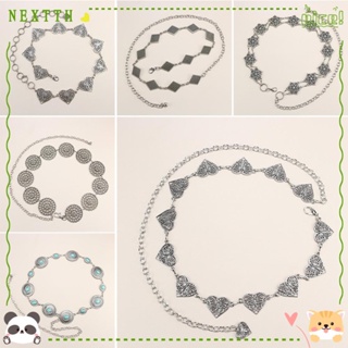 Nextth เข็มขัดคาดเอว โลหะ สีเงิน ปรับได้ ของขวัญ สไตล์โบโฮ ตะวันตก สําหรับผู้หญิง