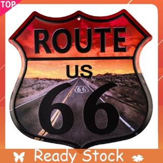 โปสเตอร์โลหะดีบุก ลาย Route US 66 สไตล์วินเทจ ขนาด 30x30 ซม. สําหรับตกแต่งผนังบ้าน