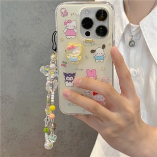 เคสโทรศัพท์มือถือ ซิลิโคน กันกระแทก ลายการ์ตูนซานริโอ้น่ารัก พร้อมสายโซ่คล้อง สามมิติ สร้างสรรค์ สําหรับ Iphone 14 13ProMax 12 13pro 11 14pro