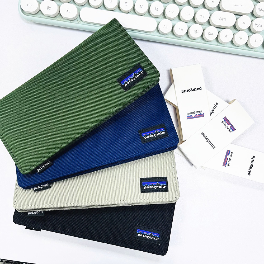 กระเป๋าสตางค์ ผ้าแคนวาส ใบยาว สามารถพับได้ ลาย Patagonia ลําลอง ใส่บัตรได้ สําหรับนักเรียน